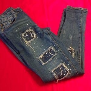 Women's Juniors Almost Famous Mid Rise  Denim Blue Jeans In A Size 7